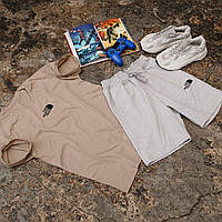 Летний мужской костюм tnf тнф базовый комплект футболка и шорты с принтом XS