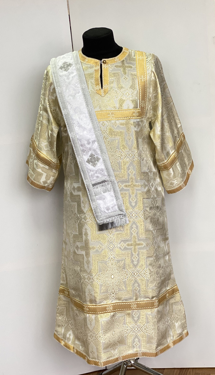 Орар одинарний дитячий з парчі (без поручів, срібний), довжина 3 м, ширина 11 см