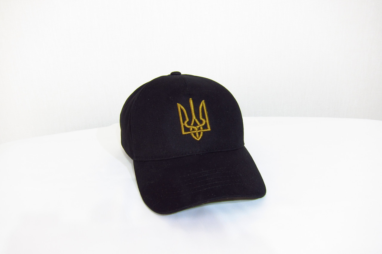 Кепка бейсболка чорна котонова з тризубом  DAVANI 00707