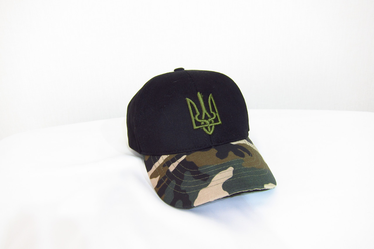 Кепка бейсболка котонова чорна з тризубом DAVANI 00710