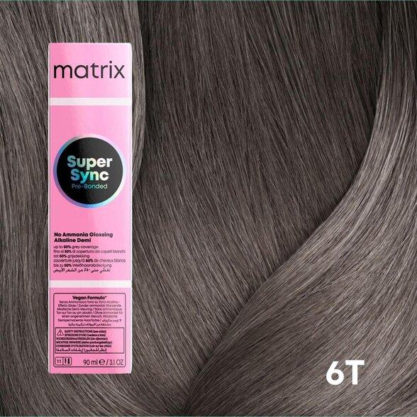 6T (темний блонд титановий) Тонуюча фарба для волосся без аміаку Matrix Super Sync Pre-Bonded,90ml