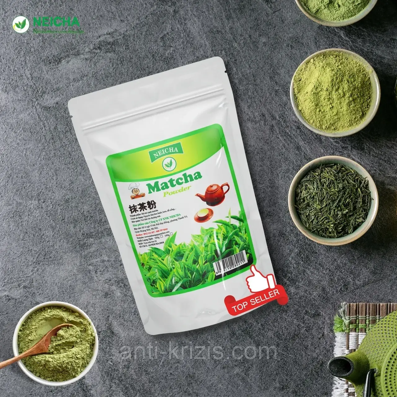 Чистий концентрований порошок матча Matcha Powder Neicha 100 г (В'єтнам), вищий сорт, NEW 2025
