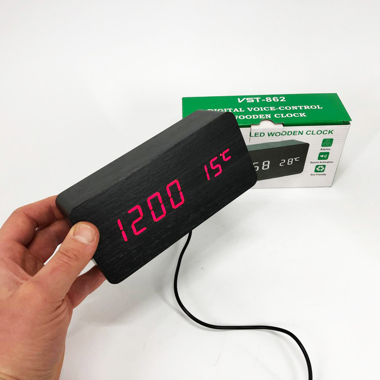 Сучасний годинник з LED підсвічуванням VST-862, Електронний годинник з вбудованим дисплеєм PI-66, фото 1