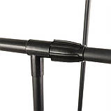 Вішалка — стійка для одягу з полицями пересувна чорна. Міцна та стійка. 2 ряда. 3 полиці. На колесах, фото 6