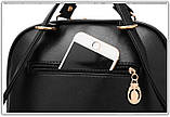 Рюкзак жіночий міський із пряжками (чорний), фото 6