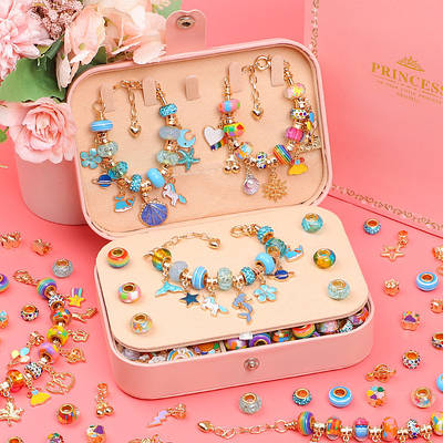 Ігровий комплект браслетів та намист Аксесуари для створення прикрас у скриньці Хендмейд дитячої біжутерії