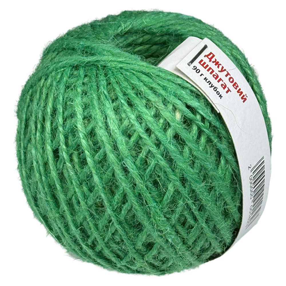 Шпагат джутовий в клубку зелений 2мм х 80м 90г, фото 1