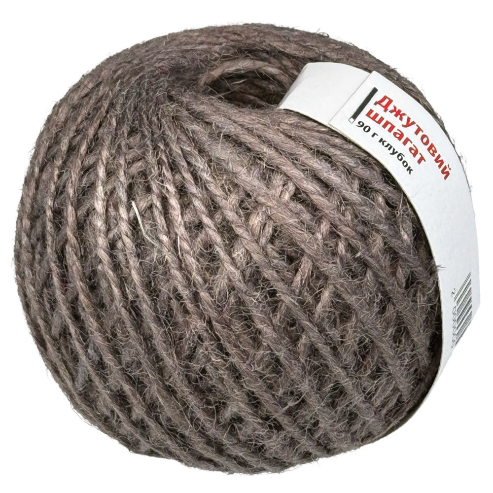 Шпагат джутовий в клубку коричневий 2мм х 80м 90г, фото 1