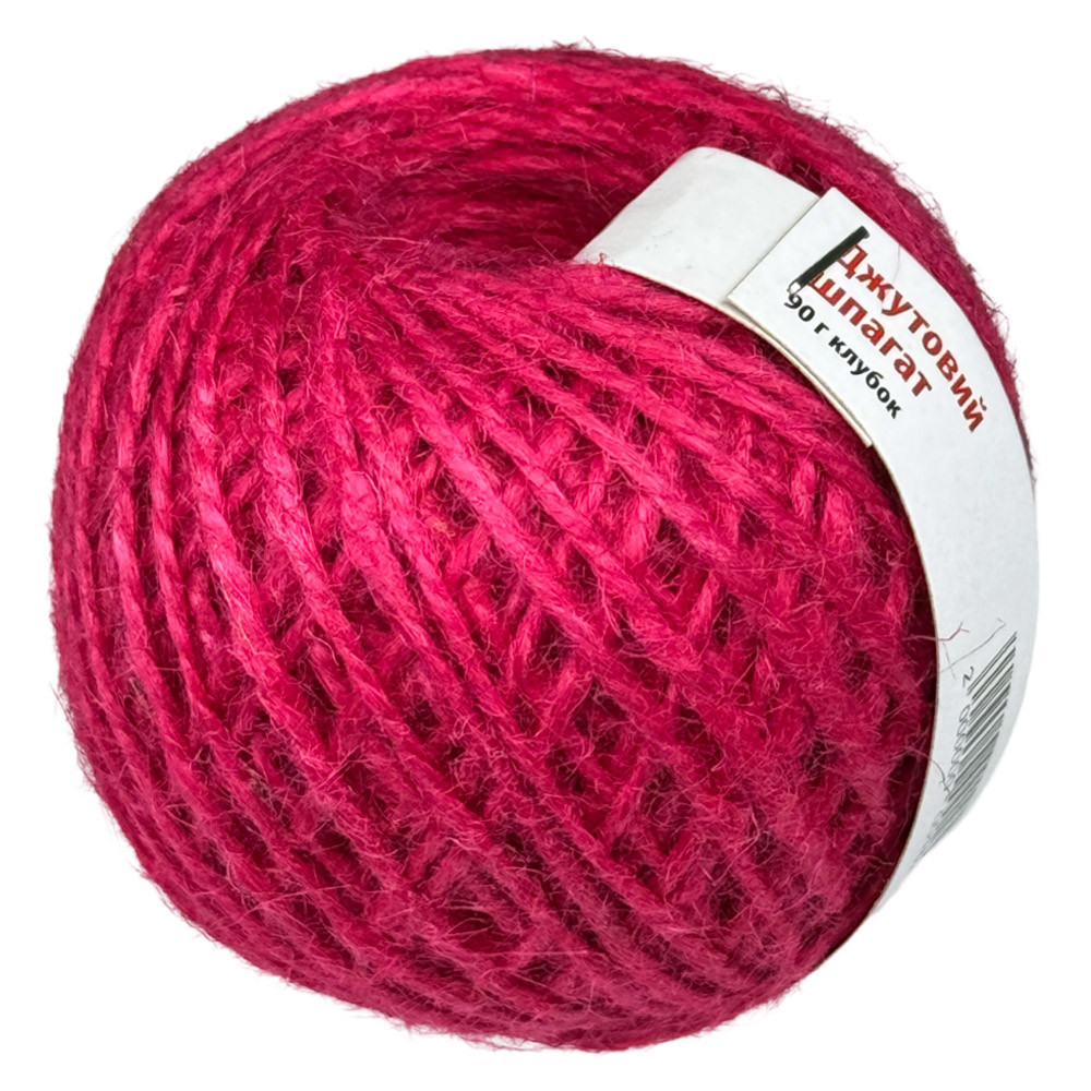 Шпагат джутовий в клубку малиновий 2мм х 80м 90г, фото 1