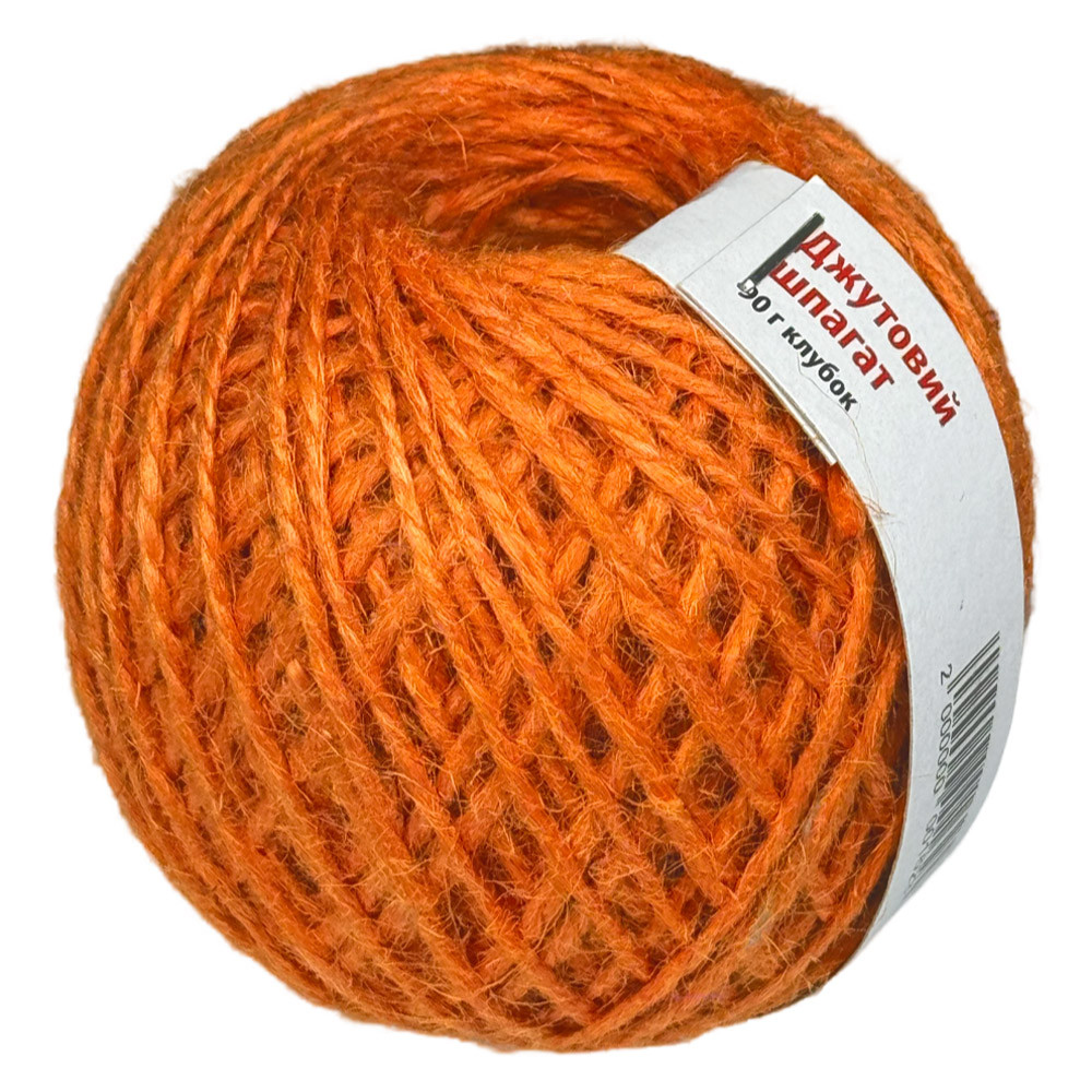Шпагат джутовий в клубку помаранчевий 2мм х 80м 90г, фото 1