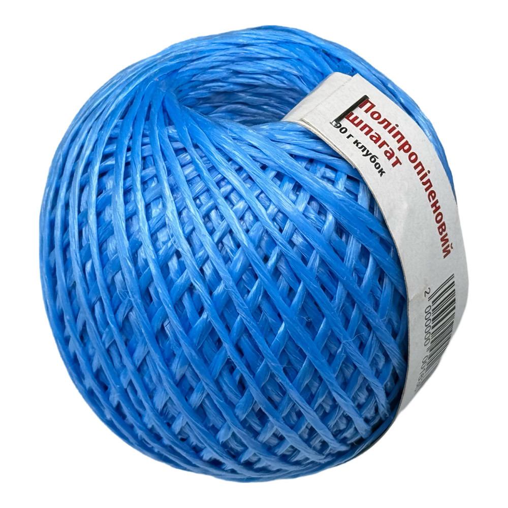 Шпагат поліпропіленовий в клубку синій 2мм х 80м 90г, фото 1