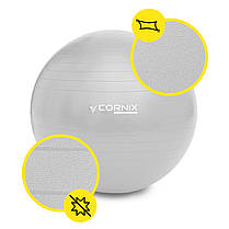 М'яч для фітнесу (фітбол) Cornix 65 см Anti-Burst XR-0362 Silver, фото 5