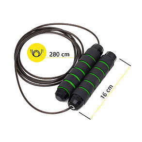 Скакалка швидкісна для кросфіту Cornix Speed Rope Classic з обтяженням XR-0352 Black/Green, фото 3