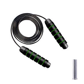 Скакалка швидкісна для кросфіту Cornix Speed Rope Classic з обтяженням XR-0352 Black/Green, фото 4