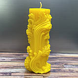 Свічка з бджолиного воску Римська Колона Смужки 11 см, фото 3