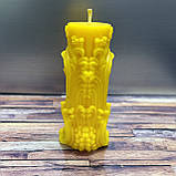 Свічка з бджолиного воску Римська Колона Смужки 11 см, фото 4