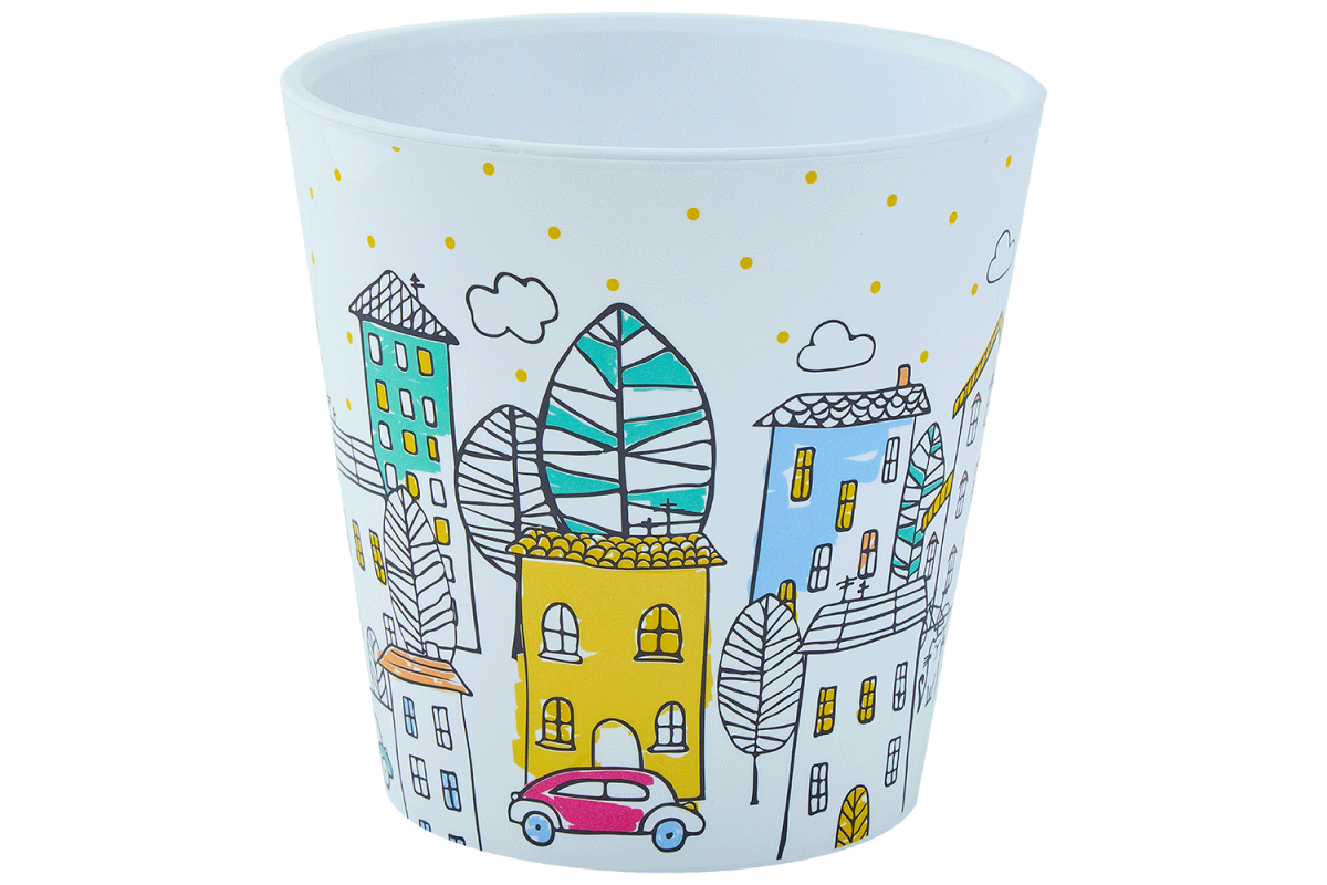 Вазон "Деко" з вставкою (сіті білий), 13*12,5 см, 1,1 л