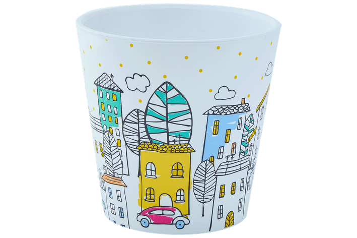 Вазон "Деко" з вставкою (сіті білий), 13*12,5 см, 1,1 л, фото 1