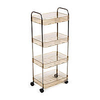 Етажерка мобільна чотириярусна універсальна з акрилу та металу 40х28,5х95см Бежева SW-00002112