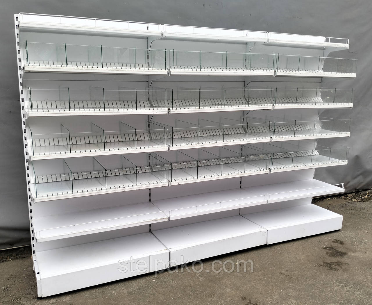 Ряд торгових кондитерських пристінних стелажів «Торпал», 190х290 см, нового зразка, Б/у, фото 1