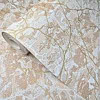 Шпалери вінілові на паперовій основі 10.05 × 0.53 м Слов’янські шпалери 9404-05, бежеві для спальні, вітальні, коридору