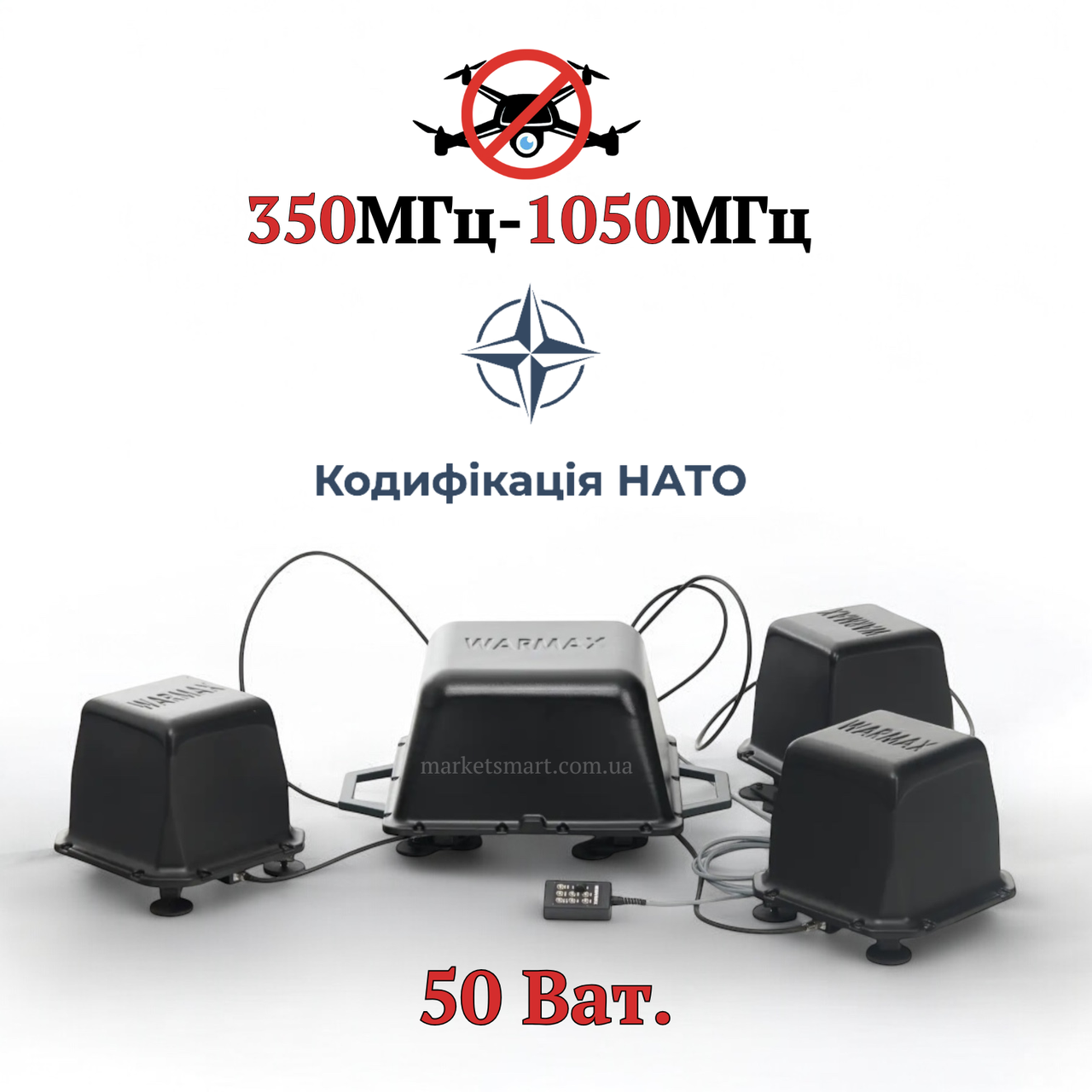 Кодифікований РЕБ WARMAX SKY ARMOR 7*50W (350-1050МГц) Купольний глушник проти FPV дронів на авто чи позицію.