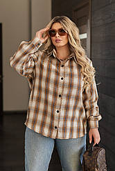 Жіноча сорочка в клітинку оверсайз "Wise" | Батал