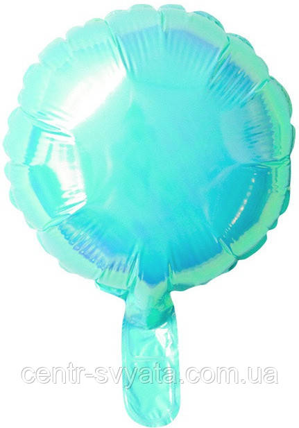 Фольгована кулька КНР 10"(25 см) Коло хамелеон блакитна