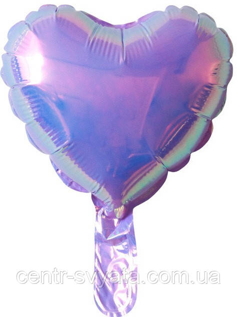 Фольгована кулька КНР 10"(25 см) Серце хамелеон бузкове