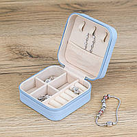 Скринька для прикрас мала, дорожня, екошкіра блакитна 10*10*5 см Гранд Презент JZ-019-1