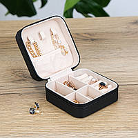 Скринька для прикрас мала, дорожня, екошкіра чорна 10*10*5 см Гранд Презент JZ-019-2