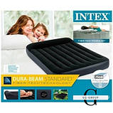 Intex Велюр Ліжко 64142(3) з підголовником + насос у подарунок розмір 191х137х25см, фото 7