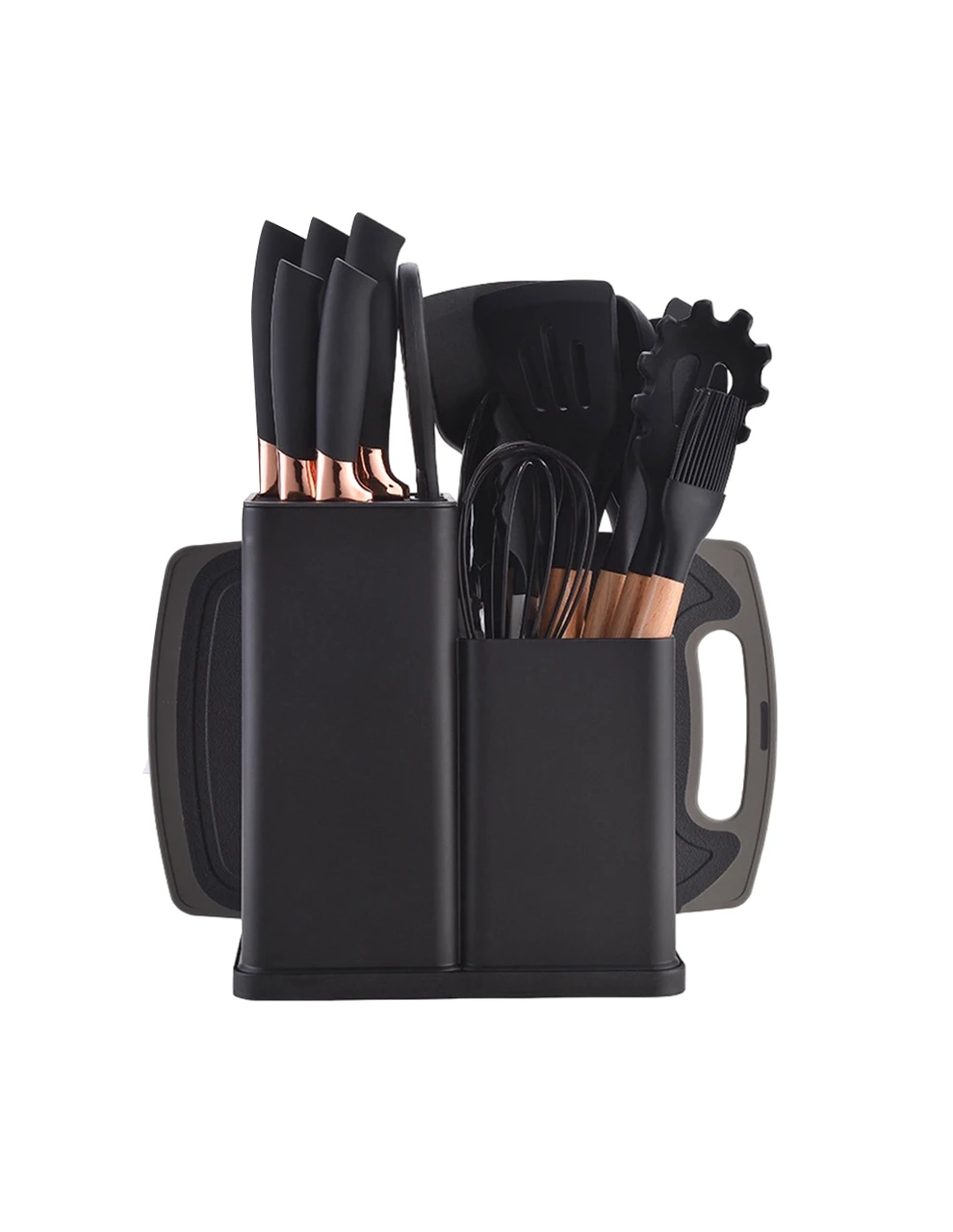 Кухонний набір ножів та аксесуарів Kitchenware Set 20 предметів чорний
