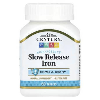 21st Century Slow Release Iron 45 mg 60 таблеток