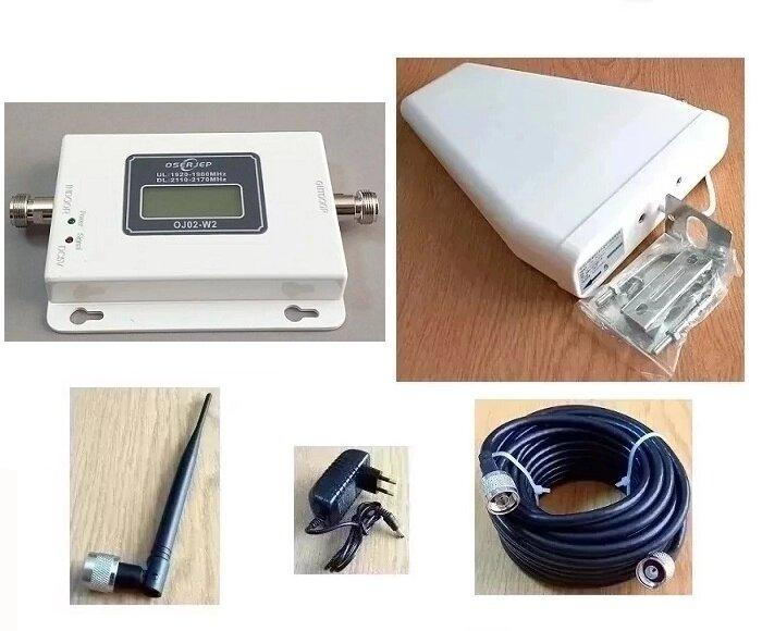 Підсилювач 3G/4G LTE сигналу KW-2115-W 2100 MГц із зовнішньою логоперіодичною антеною, 200 кв. м.