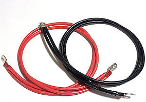 Комплект силових кабелів 2 на 25 мм² 1 метр, до 300 А, 1000 В максимум, мідні з високою провідністю