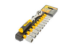 Набір головок торцевих 6-гранних MASTERTOOL 1⁄4" 5-14 мм з тріскачкою 72 зубці CrV 11 шт 78-1415