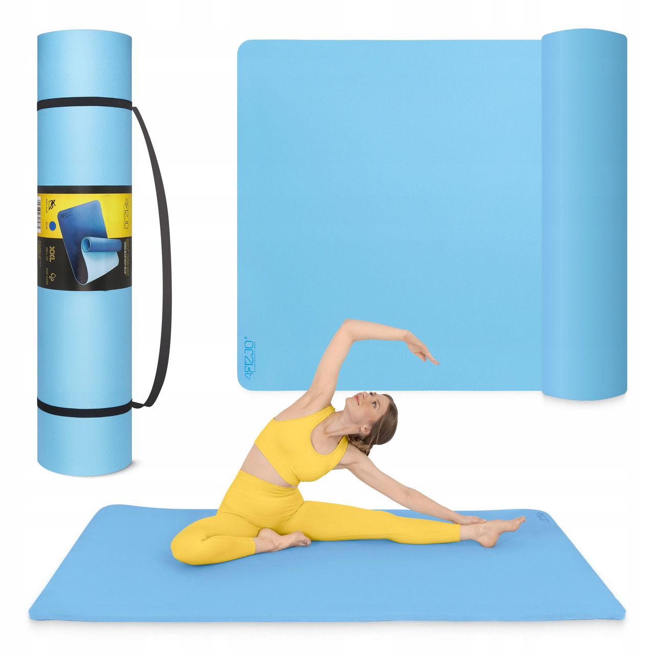 Килимок (мат) спортивний 4FIZJO TPE Gigant 200 x 125 x 2 см для йоги та фітнесу Sky Blue (P-5907739318985)