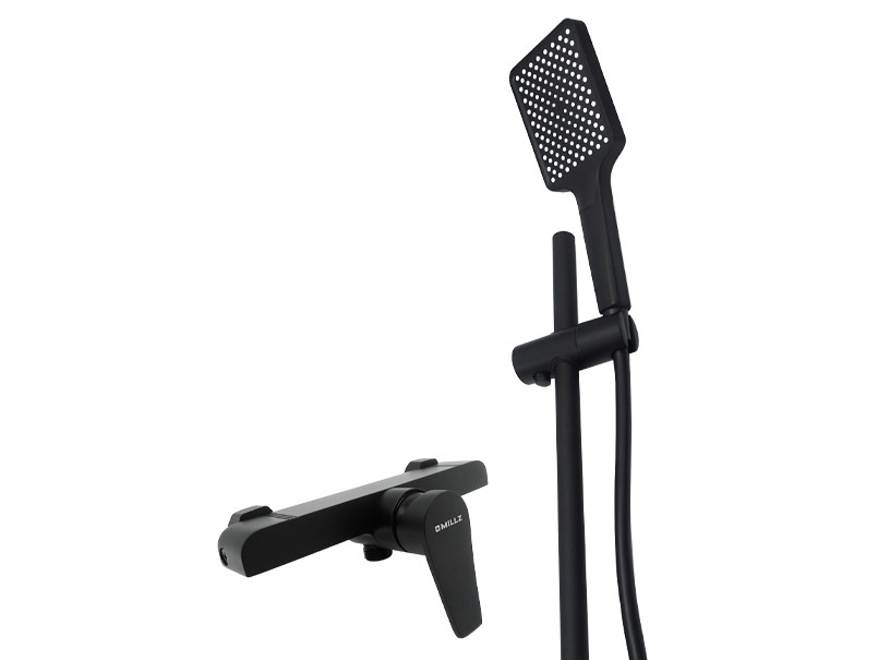 Змішувач для душової кабіни MILLZ зі стійкою чорний MRS-AL-E2-1(Black) 1/10