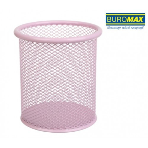 Стакан для ручок (органайзер) BUROMAX 6202-10 металевий круглий PASTEL 90х98 мм рожевий
