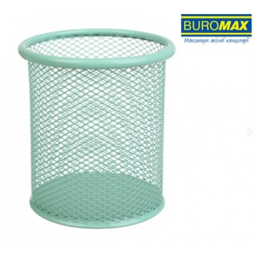Стакан для ручок (органайзер) BUROMAX 6202-38 металевий круглий PASTEL 90х98 мм м'ятна
