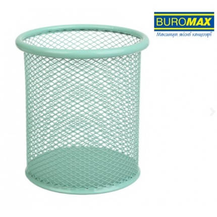 Стакан для ручок (органайзер) BUROMAX 6202-38 металевий круглий PASTEL 90х98 мм м'ятна, фото 1