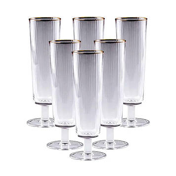 Келихи для шампанського із золотою облямівкою 6 штук по 300 мл HP82