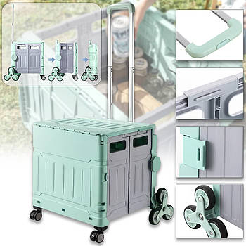 Візок складний на 8 колесах з регульованою ручкою 75-100 см YN8823 Зелений