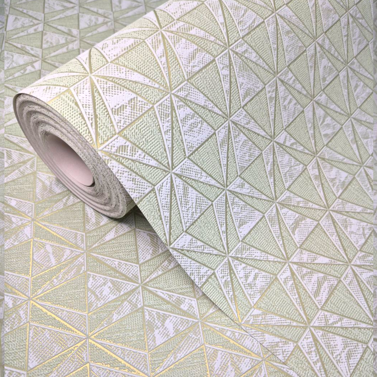 Шпалери вінілові 15 метрів × 0.53 м Слов’янські шпалери 5796-04, салатові для спальні, вітальні, коридору, дитячої кімнати, фото 1