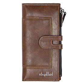Жіночий гаманець Kingdushi 19x9x3 см / Гаманець-клатч / Жіночий портмоне Коричневий
