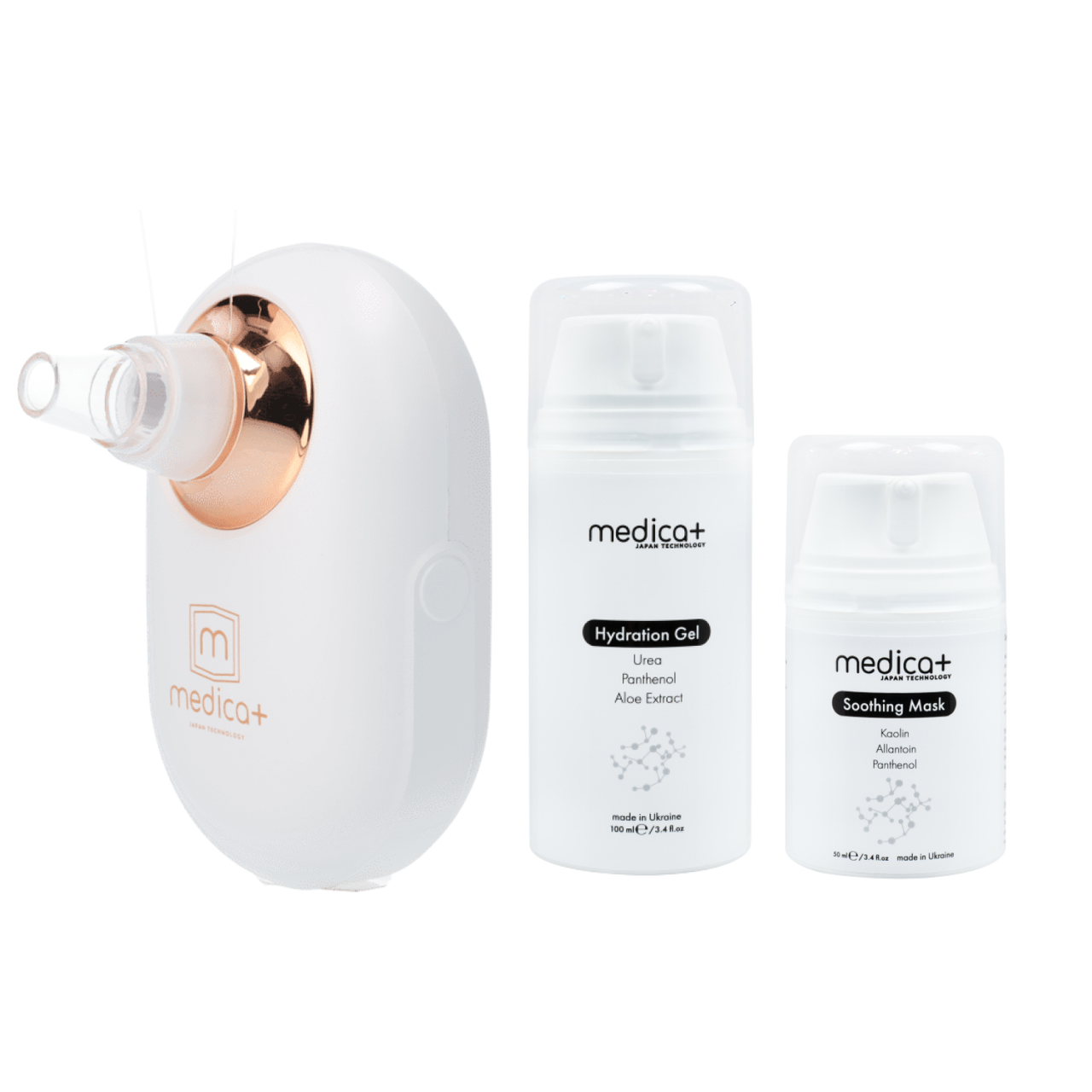 Набір Вакуумний очищувач шкіри та пор SKINCLEANER 7.0 + Гідратуючий гель Hydration Gel + Заспокійлива маска