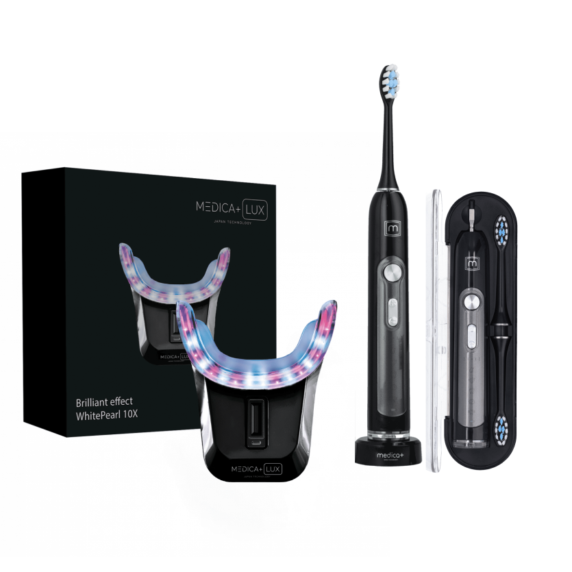 Набір Ультразвукова зубна щітка Medica+ PROBRUSH 9.0 black + Відбілювальна капа для зубів Medica+ WhitePearl
