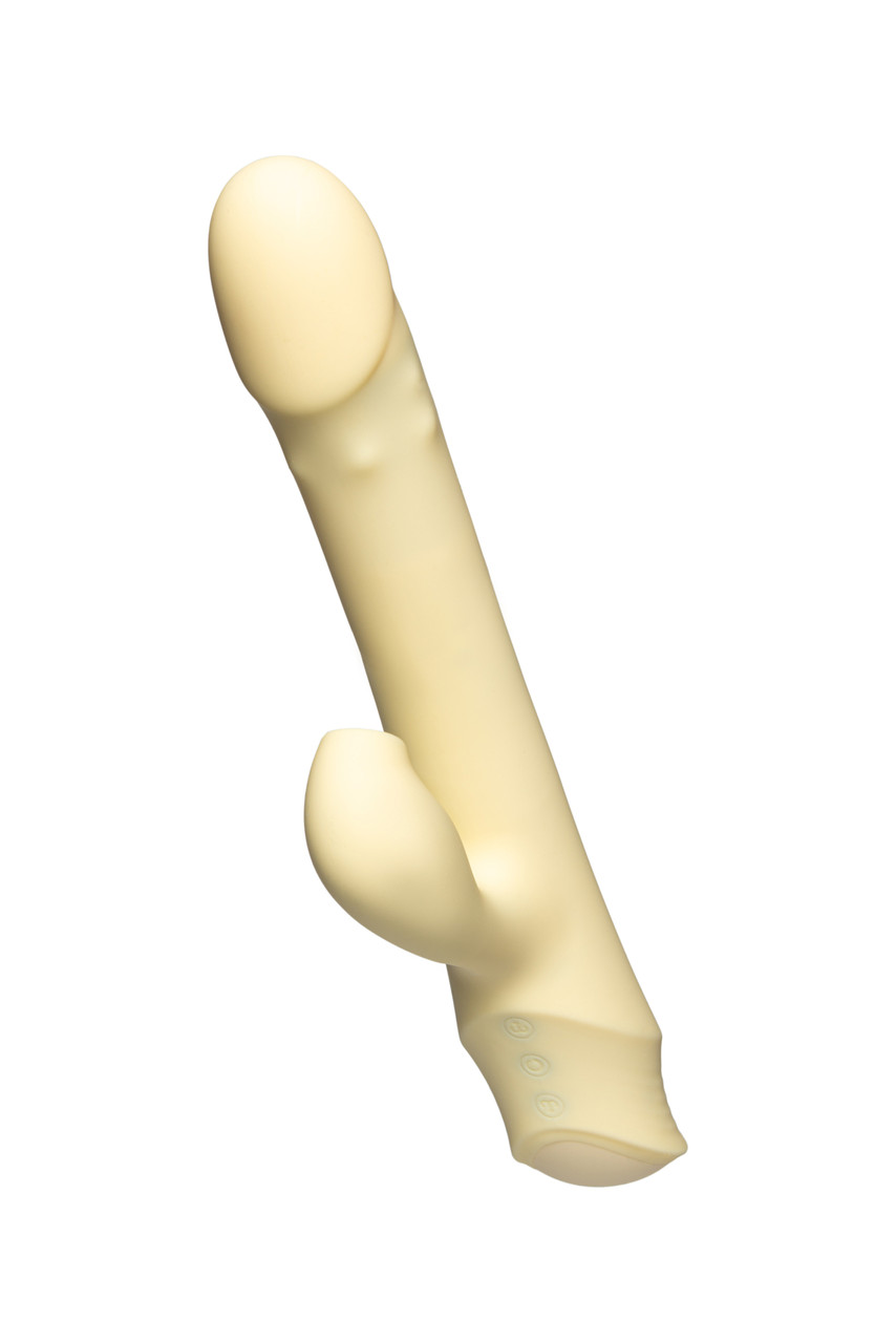 Вібратор кролик Every Night Toys з ротацією, фрикціями та вакуумною стимуляцією, жовтий 18+, фото 1