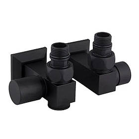 Кран квадратний кутовий під тен Solomon CUBE 1/2"х1/2" чорний матовий, 2шт